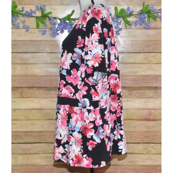 Liz Claiborne Career Women's Pink Floral Short Sleeve Blouse Top Plus Size 3X Fa - Picture 5 of 9